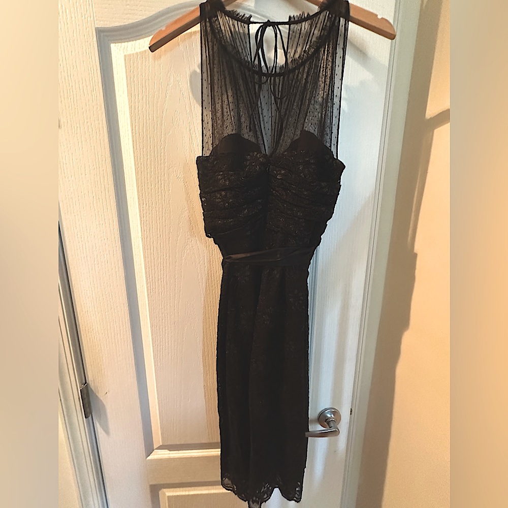BCBG Maxazria Size 10 - New, gorgeous formal crocheted dress with silk underlay